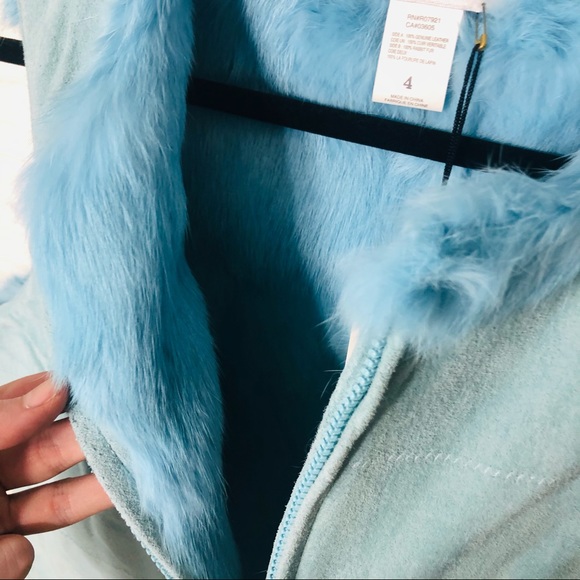 'NWT Vintage Designer Rabbit Fur Vest Genuine Leather Size Small - Picture 6 of 16